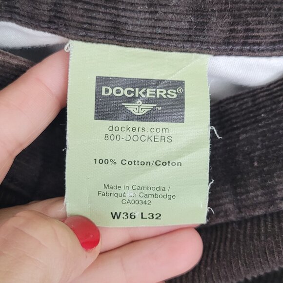 Dockers Men's Brown 100% Cotton Blend High Rise Straight Leg Pant Size W36 L32 - Picture 10 of 14